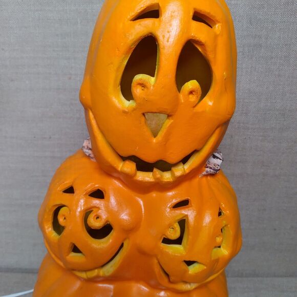 VTG 90s Paper Magic 18" Stacked Jack-O-Lantern Pumpkin Lighted Totem Halloween - Picture 3 of 12
